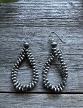 Load image into Gallery viewer, Sterling Silver 4mm Pearls Twisted Loop Earrings. 3 Inch