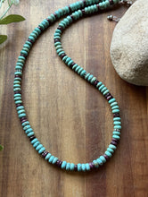 Load image into Gallery viewer, Sterling Silver Turquoise Purple Spiny Oyster Bead Necklace. 20 Inch