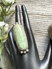 Load image into Gallery viewer, Native American Sterling Silver Green Turquoise Ring. Size 8. AL