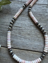 Load image into Gallery viewer, Southwestern Sterling Silver Pink Conch Bead Necklace. 18 Inch