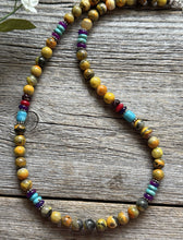 Load image into Gallery viewer, Bumblebee Jasper Multi Stone Color Sterling Silver Bead Necklace. 18 inch Gift