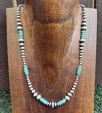Load image into Gallery viewer, Blue Turquoise Multi Graduated Sterling Silver Pearls Bead Necklace 18” 4mm -8mm