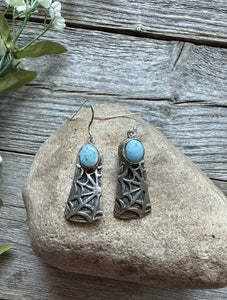 Navajo 925 Sterling Silver Golden Hill Turquoise Earrings Joe Paul Southwestern
