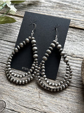 Load image into Gallery viewer, Southwestern Sterling Silver Pearls Double Loop Earrings 3 Inch