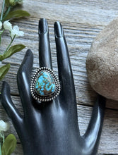 Load image into Gallery viewer, Native American Sterling Silver Kingman Turquoise Ring. Size 8. Mary Ellen