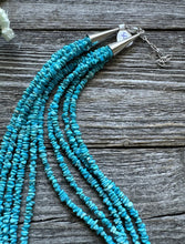 Load image into Gallery viewer, Southwestern Sterling Silver Blue Turquoise Multi Strand Bead Necklace. 20 inch