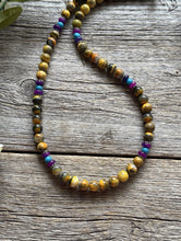 Load image into Gallery viewer, Bumblebee Jasper Multi Stone Color Sterling Silver Bead Necklace. 18 inch Gift