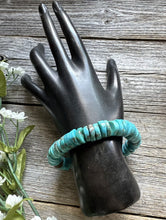 Load image into Gallery viewer, Blue Turquoise Heishi 7 Inch Stretch Bead Bracelet Gift