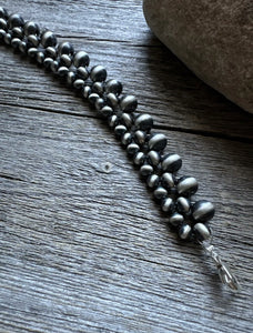 Sterling Silver 5mm 6mm 8mm Pearls Bead Bracelet. 7 Inch