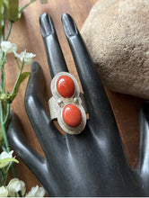 Load image into Gallery viewer, Native American Sterling Silver Coral Ring. Size 8. Jackson