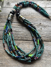 Load image into Gallery viewer, Tommy Rosita Singer T R Sterling Silver Multi Strand Turquoise Bead Necklace 28”