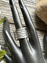 Load image into Gallery viewer, Sunshine Reeves 925 Sterling Silver Stamped Ring. Navajo Size 11 Handmade