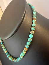 Load image into Gallery viewer, Sterling silver turquoise round bead necklace 18 inch
