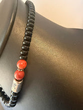 Load image into Gallery viewer, Sterling silver black onyx coral necklace 18 inch