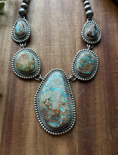 Load image into Gallery viewer, Navajo Handmade Sterling Silver Royston Turquoise Lariat Pearls Bead Necklace KY