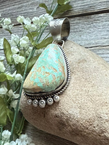Navajo Sterling Silver Royston Turquoise Pendant. RY Gift