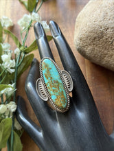 Load image into Gallery viewer, Native American Sterling Silver Blue Turquoise Ring Size 9 CL