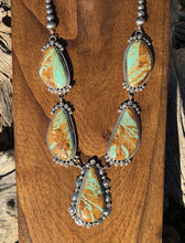 Load image into Gallery viewer, Navajo Sterling Silver Number 8 Turquoise Lariat Pearls Bead Chain Necklace KY