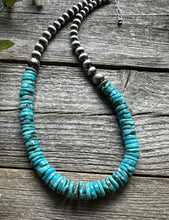 Load image into Gallery viewer, Sterling Silver Blue Turquoise W Pearls Bead Necklace. 18 inch