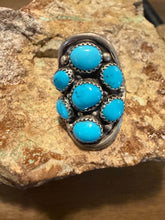 Load image into Gallery viewer, Navajo sterling silver turquoise cluster ring size 8
