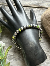 Load image into Gallery viewer, Genuine Green Turquoise 6mm 7 Inch 925 Sterling Silver Pearls Bead Bracelet