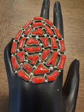 Load image into Gallery viewer, Navajo sterling silver red coral  adjustable ring