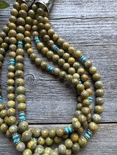 Load image into Gallery viewer, Sterling Silver Multi Strand Bumblebee Jasper Turquoise Pearls Bead Necklace 24”