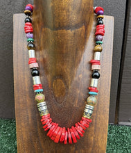 Load image into Gallery viewer, Tommy &amp; Rosita Singer T R Sterling Silver Multi Stone Red Coral Bead Necklace 20