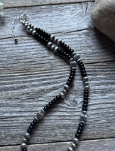 Load image into Gallery viewer, Southwestern Sterling Silver Black Onyx Pearls Bead Necklace 18 inch Gift