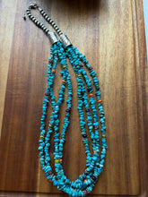 Load image into Gallery viewer, Sterling silver blue turquoise bead necklace 24 inch
