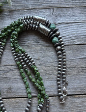 Load image into Gallery viewer, Sterling Silver Pearls Sonoran Gold Turquoise Nuggets Bead Necklace 30 Inch