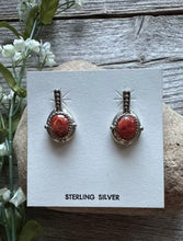 Load image into Gallery viewer, Navajo 925 Sterling Silver Red Spiny Oyster Handmade Earrings