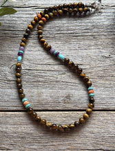 Load image into Gallery viewer, Tigers Eye Multi Stone Color Sterling Silver Bead Necklace. 18 inch Gift