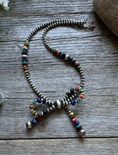 Load image into Gallery viewer, Bow Multi Stone Sterling Silver 4mm Pearls Bead Necklace. 16 Inch. Gift