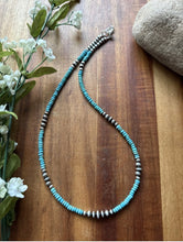 Load image into Gallery viewer, Southwestern Sterling Silver Blue Turquoise W Pearls Bead Necklace 18 inch Gift