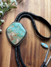 Load image into Gallery viewer, Large Native American Sterling Silver Royston Turquoise Bolo Tie Pendant CY