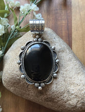 Load image into Gallery viewer, Native American Navajo Sterling Silver Black Onyx Pendant Etta Enditto Gift