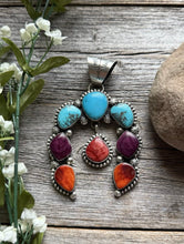 Load image into Gallery viewer, Navajo Sterling Silver Multi Stone Turquoise Spiny Oyster Pendant Augustine L