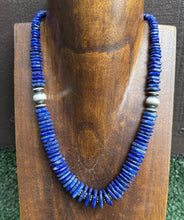 Load image into Gallery viewer, Sterling Silver Graduated Lapis Bead Necklace. 18 inch. Gift