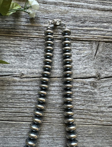 Southwestern 925 Sterling Silver 10mm Flat Saucer Pearls Bead Necklace 18 Inch