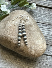 Load image into Gallery viewer, Southwestern 925 Sterling Silver Graduated Pearls Bead Earrings 5mm 8mm. 2.5&quot;