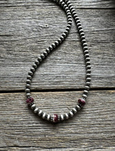 Load image into Gallery viewer, Sterling Silver 4mm Pearls Purple Spiny Oyster Bead Necklace Choker 14 inch