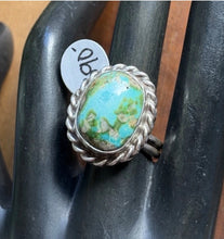 Load image into Gallery viewer, Native American Sterling Silver Sonoran Gold Turquoise Ring. Size 10 Adjustable