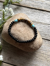 Load image into Gallery viewer, Black Onyx Tigers Eye 6.5 Inch Stretch Elastic Stretchy Bead Bracelet Gift