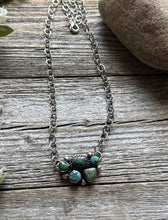 Load image into Gallery viewer, Navajo Sterling Silver Blue Turquoise Cluster Adjustable Chain Necklace K Yazzie
