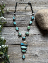 Load image into Gallery viewer, Navajo Sterling Silver Royston Turquoise Chain Lariat Bead Necklace K Yazzie