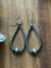 Load image into Gallery viewer, Southwestern Sterling Silver Flat Saucer Pearls Bead Loop Earrings 2.5 Inch