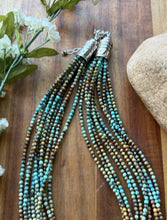 Load image into Gallery viewer, Sterling Silver Multi Strand Blue Green Faceted Turquoise Bead Necklace 20 Inch