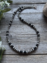 Load image into Gallery viewer, Sterling Silver Multi Bead Black Onyx W Pearls Bead Necklace. 18 inch. Gift