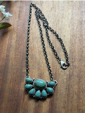 Load image into Gallery viewer, Navajo Sterling Silver Turquoise Cluster Chain Necklace Marcella James